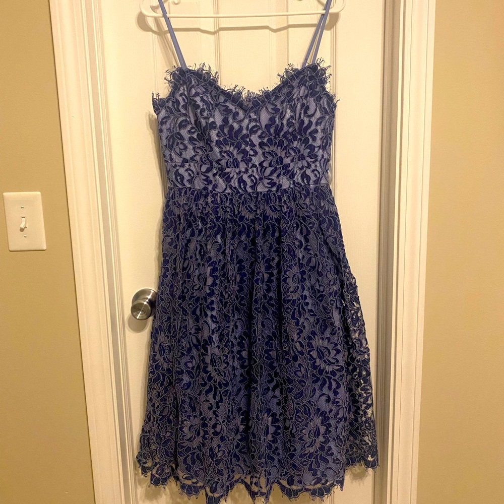 Eliza J blue lace appliqué dress